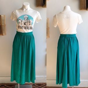 Vintage Green & Navy Polka Dot Broomstick Skirt